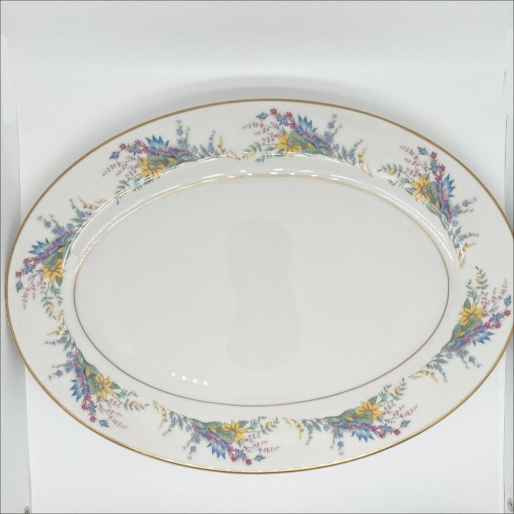 Vintage 1950s Arcadian Fine China Oval Serving Plate Platter Spring Glory 15"
